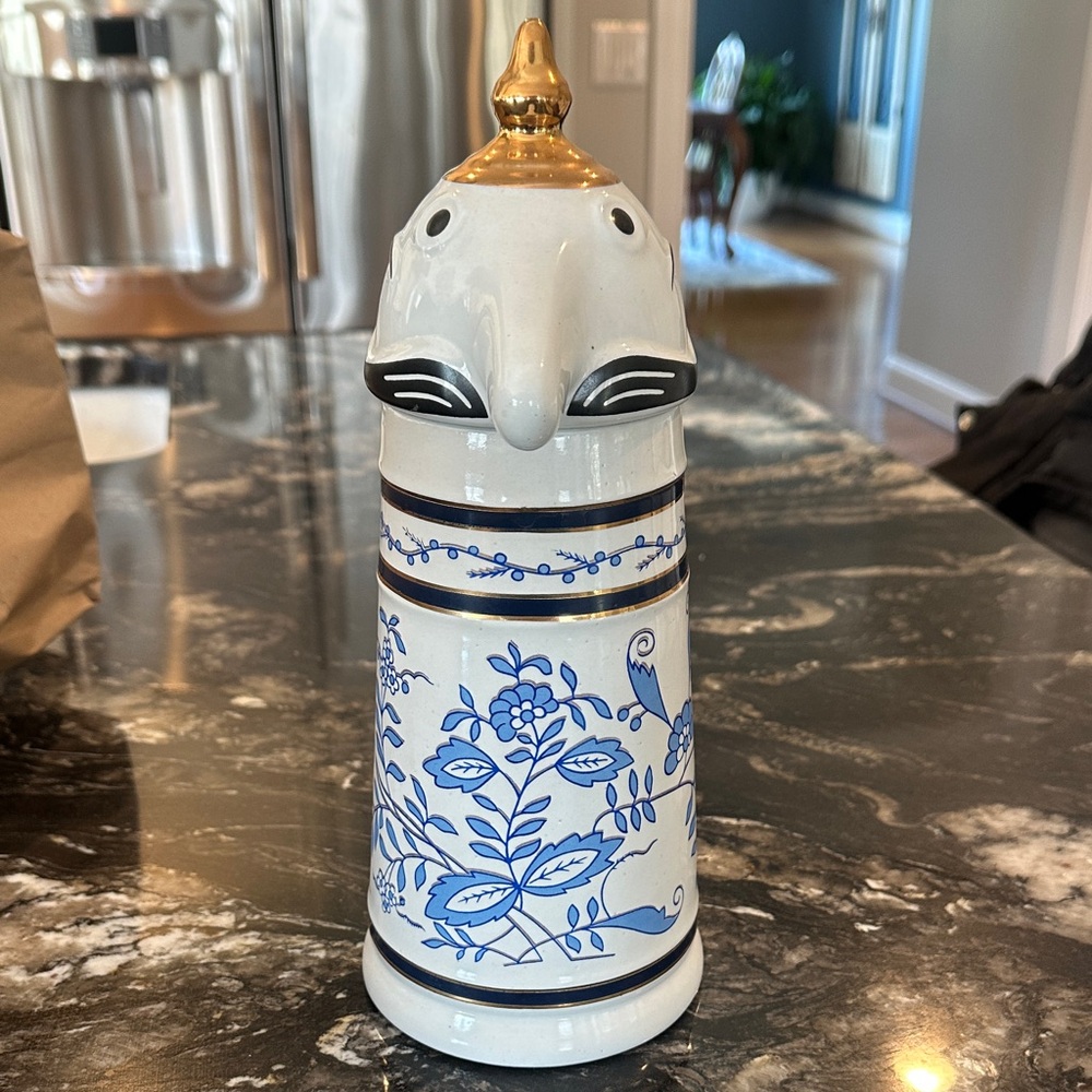 Ceramic Elephant Teapot with Blue Floral Design